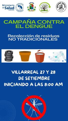 Afiche que anuncia campaña para la prevención del Dengue en el cantón de Santa Cruz, Guanacaste