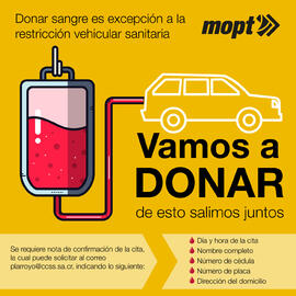 Volante para redes sociales invitando a la ciudadanía a donar sangre, en el marco de la emergenci...