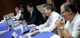 Fotografía del presidente de la República, Carlos Alvarado Quesada; la ministra de Planificación ...