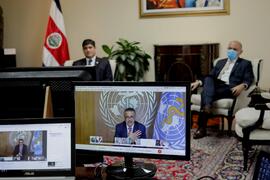 Fotografía de reunión del presidente de Costa Rica Carlos Alvarado Quesada, el canciller Rodolfo ...