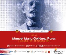 Invitación a acto cívico virtual "Manuel María Gutiérrez" en conmemoración del Bicenten...
