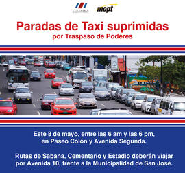 Volante para redes sociales sobre las paradas de taxis suprimidas en el marco del Traspaso de Pod...