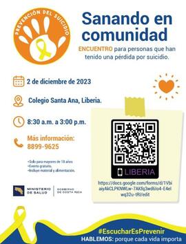 Afiche informativo encuentro para personas que han tenido pérdidas a raíz del suicidio en el cant...
