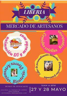 Afiche informativo con mercado de artesanos llevada a cabo en el Museo de Guanacaste en el cantón...